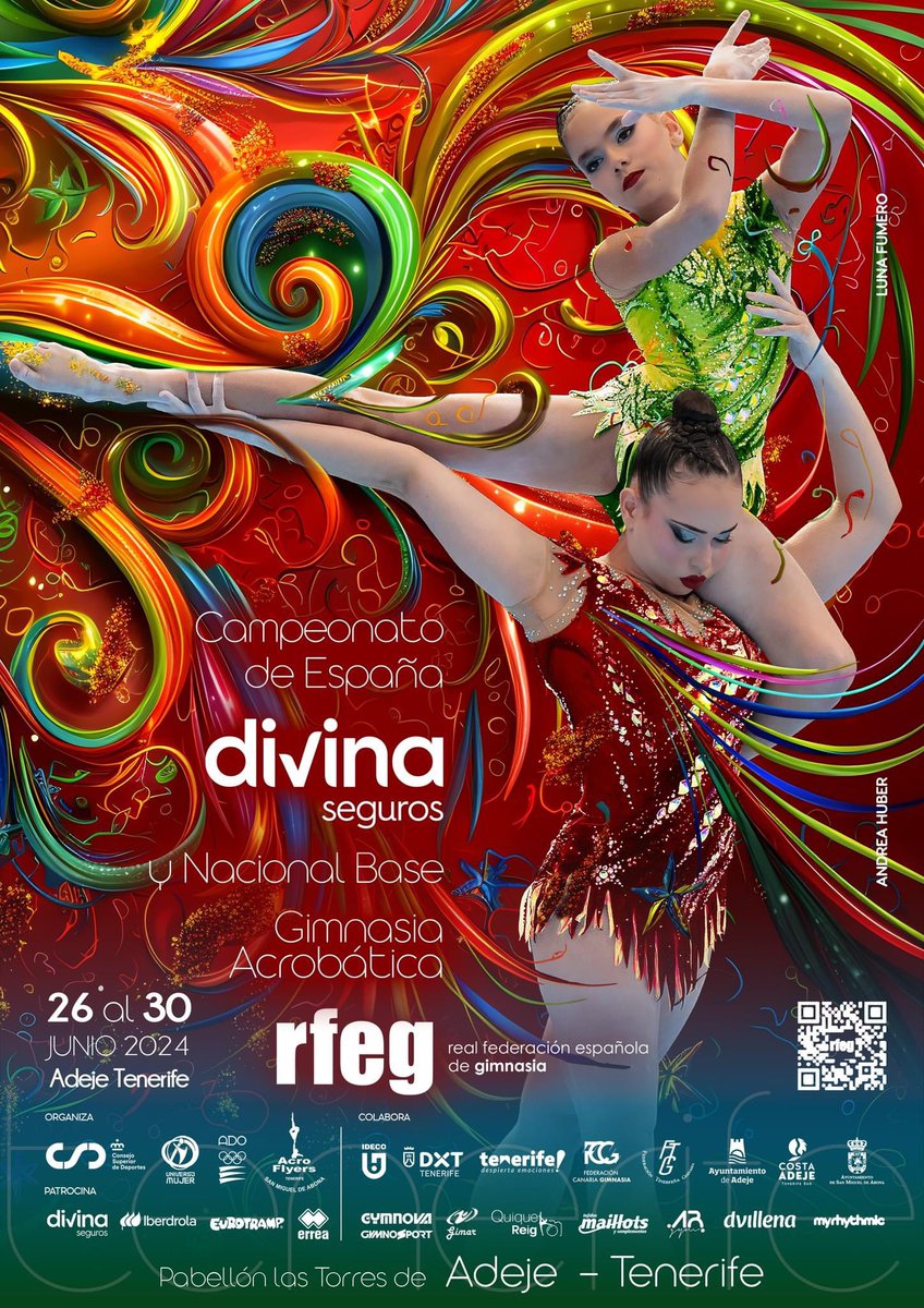 Andrea Huber y Luna Fumero son las gimnastas protagonistas del cartel del próximo Nacional Base y Campeonato de España de gimnasia acrobática que celebraremos del 26 al 30 de junio en Tenerife. 

¡Espero que os guste! #ACROTenerife24