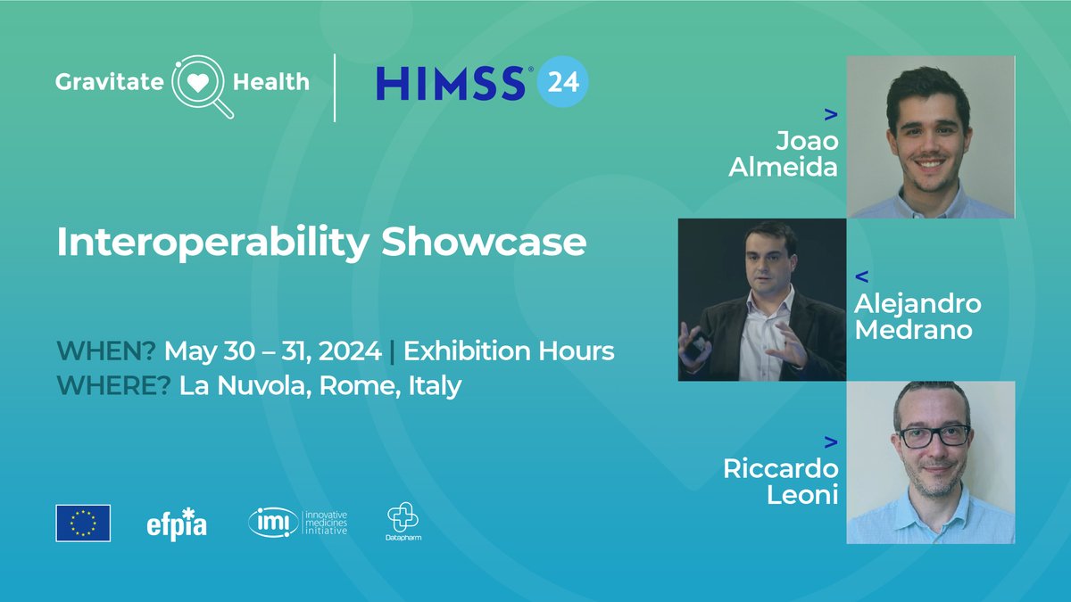 🚀 Thrilled to have our Joao Almeida showcasing interoperability solutions at the #HIMSS24 Europe Interoperability Showcase! 🗓 May 30-31, Rome. Learn how we’re improving patient care with health IT systems. #Interoperability @HIMSS  gravitatehealth.eu/29-31-05-2024-…
