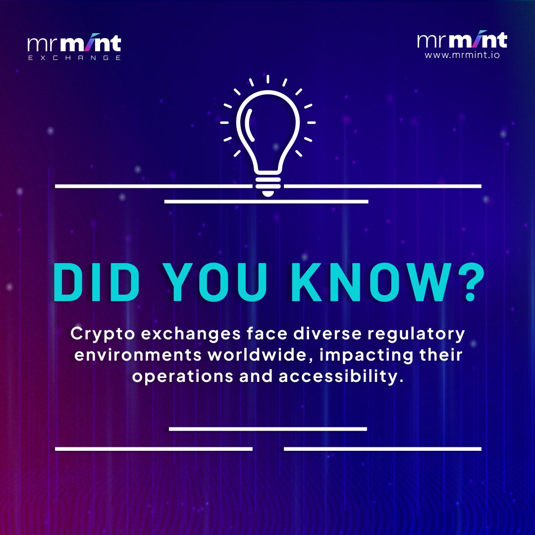 Global regulations create varied landscapes for crypto exchanges, influencing their functionality and reach.  

Exchanges are adopting numerous strategies to meet global regulations and provide better user services.
.
.
#cryptoexchange #mintexchange #cryptotrading #cryptomarket