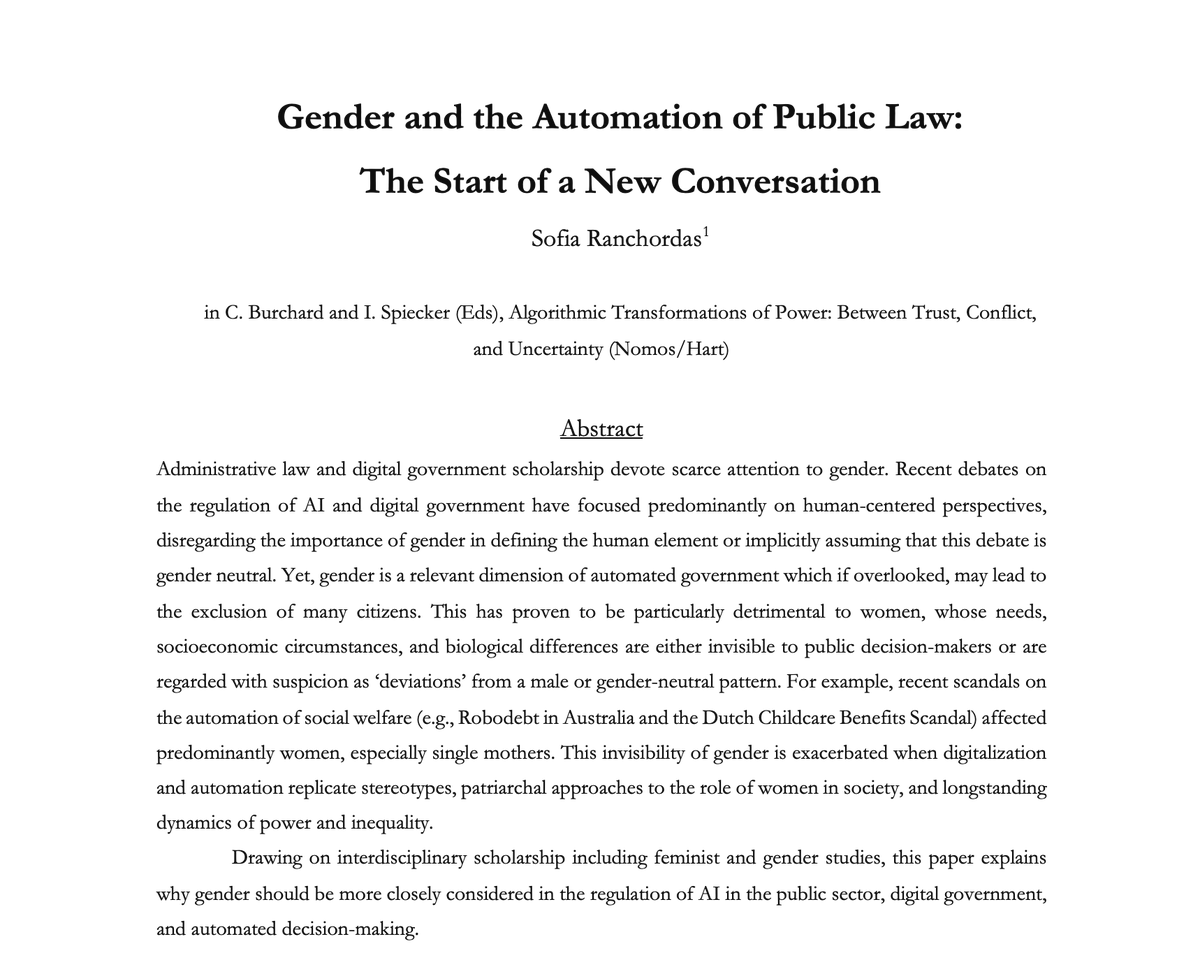 🚨 New paper: What does gender 'got to do' with administrative law and regulation? Well, more than you would think and what we teach to our students. This new paper is a start of a new-ish conversation on gender, (general) administrative law & sector-specific regulation: