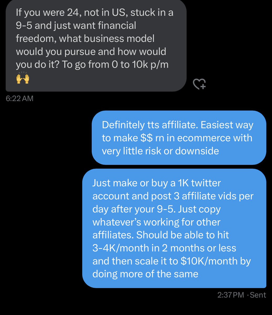 I’d give this advice to my own fam. TikTok Shop affiliate is the way to go if you’re new to eCommerce. Build up some cashflow and some content creation skills and bankroll that into starting a brand or agency.