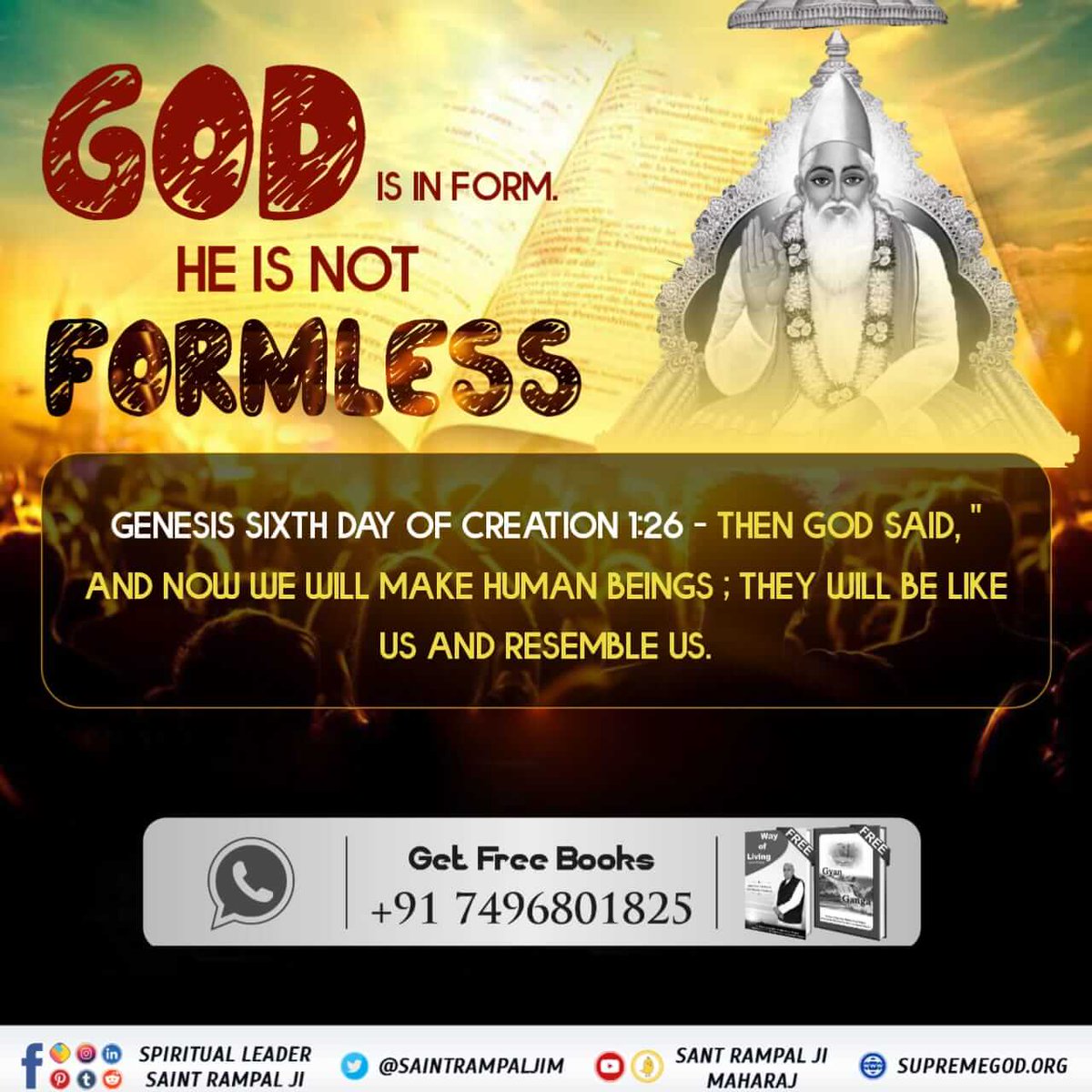 #ईसाई_नहीं_समझे_HolyBible
Holy Bible Genesis 1: 27 PROVES GOD IS IN HUMAN FORM. HE IS NOT FORMLESS.
Almighty God Kabir
Visit satlok ashram YouTube channel