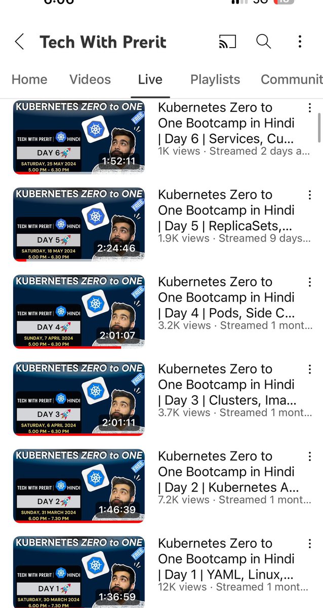 prerit_munjal's tweet image. The best place to learn k8s in Hindi 🤓
• Kubernetes Architecture ✅
• Cluster, Pods, Containers ✅
• Side Cars, initContainers, Kyverno, Trivy ✅
• Deployments ✅
• Services, Live application deployment using Custom Domain ✅
• Cert-Manager, Gateway API, & Namespaces ✅