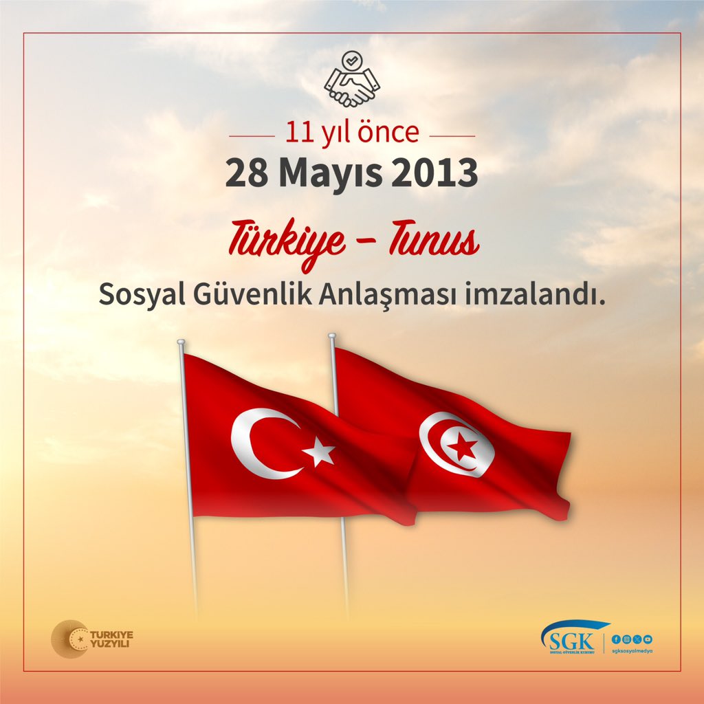 Sosyal Güvenlik Anlaşması ile #Türkiye ve #Tunus vatandaşlarının #sosyalgüvenlik hakları 11 yıldır güvence altında. 🇹🇷🇹🇳