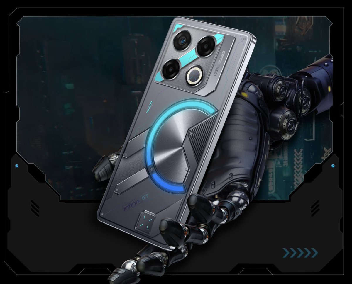 Q5. What is the rear design of the #InfinixGT20Pro called? A. Cyber Mecha Design B. Cyber Villager Design C. Cyber OS Design D. Cyber Cool Design #GT20Progiveaway #WinGT20Pro