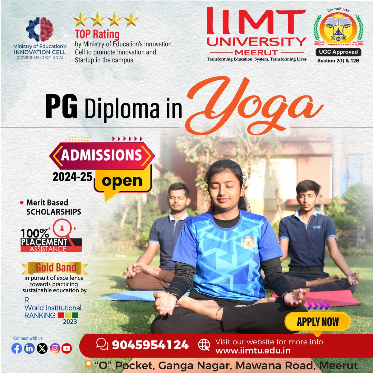 📜 Admissions Open in PG Diploma in Yoga for the session 2024-25

Apply Now @ bit.ly/3W6y1T2

#IIMTU #TransformingEducationSystem #TransformingLives

🌐iimtu.edu.in  📱+91-9045954124

#AdmissionsOpen2024 #PGDiplomaYoga #Admissions2024
#Yoga #PGDiploma