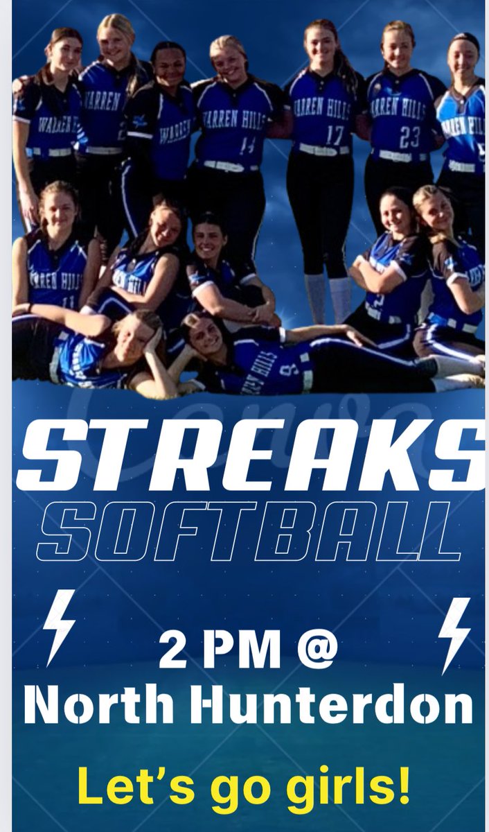Streaks softball compete in the 2nd round of states today against North Hunterdon.  Let’s get FIRED UP!  Bring the fire ladies and leave it all on the field. 💙⚡️🥎