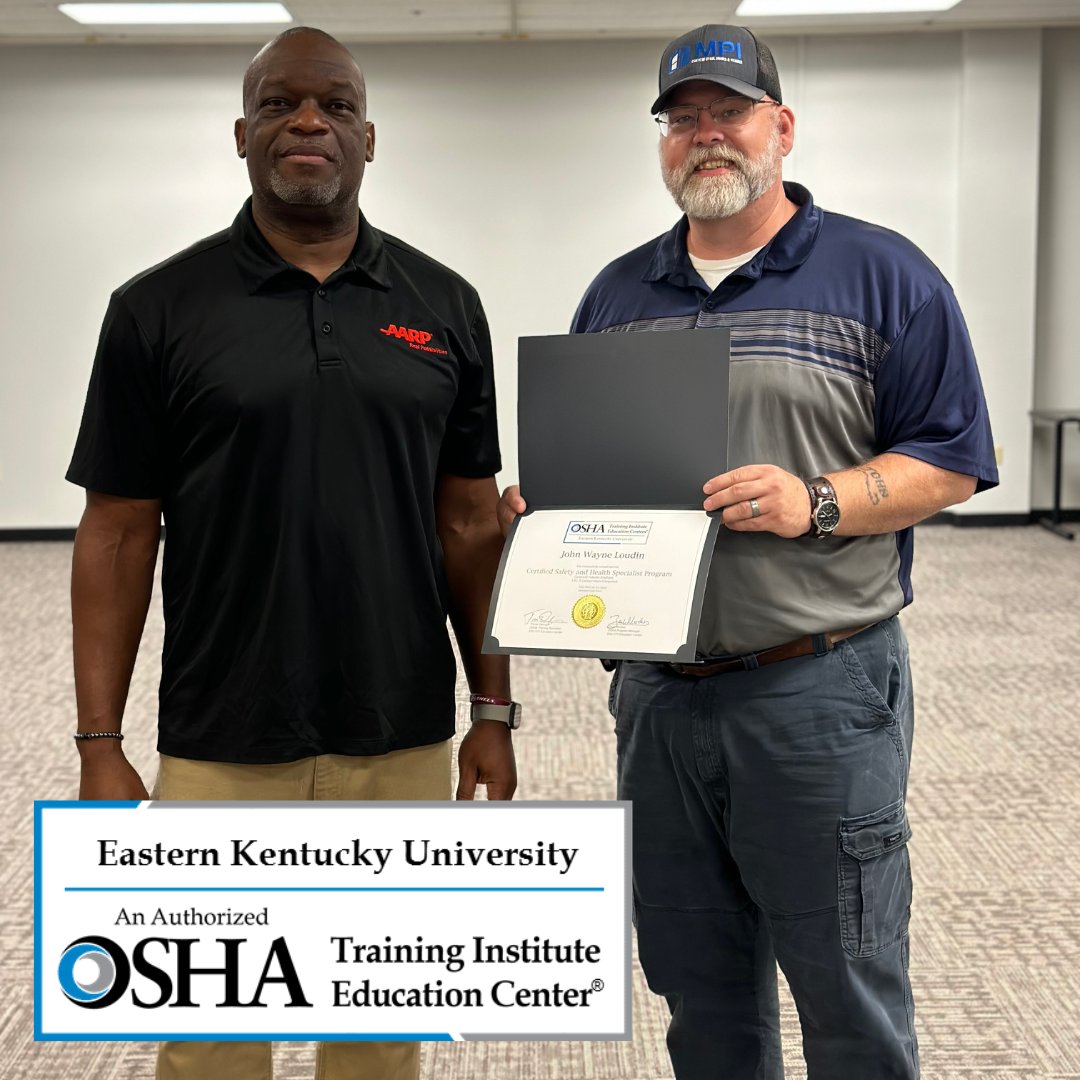 eku_workforce's tweet photo. 👏Congratulations to our dedicated trainers on successfully completing the OSHA Standards for General Industry Trainer Course!
#eku #Colonels #GoBigE #communityed #workforcedevelopment #OSHA #SafetyFirst #WorkplaceSafety #ProfessionalDevelopment #Congratulations https://t.co/6Fro3jd8uw