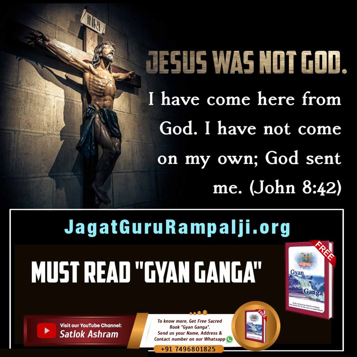 #ईसाई_नहीं_समझे_HolyBible
Jesus was not God.
I have come here from God.I have not come on my own.god sent me ( john 8:42)
Almighty God Kabir