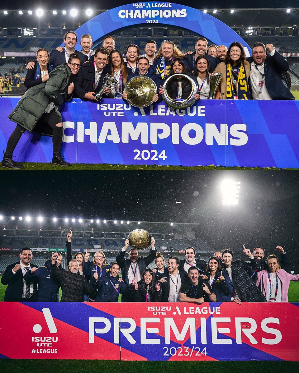 CameronStone_10's tweet photo. I love this club! If you told me 10 years ago when I first started working here we’d win a treble I would have laughed at you - but here we are! 

@aleaguemen Premiers 🏆 
@aleaguemen Champions 🏆 
@AFCCup Champions 🏆 

@CCMariners my club, my people 💙💛 https://t.co/LjUUeMS02J