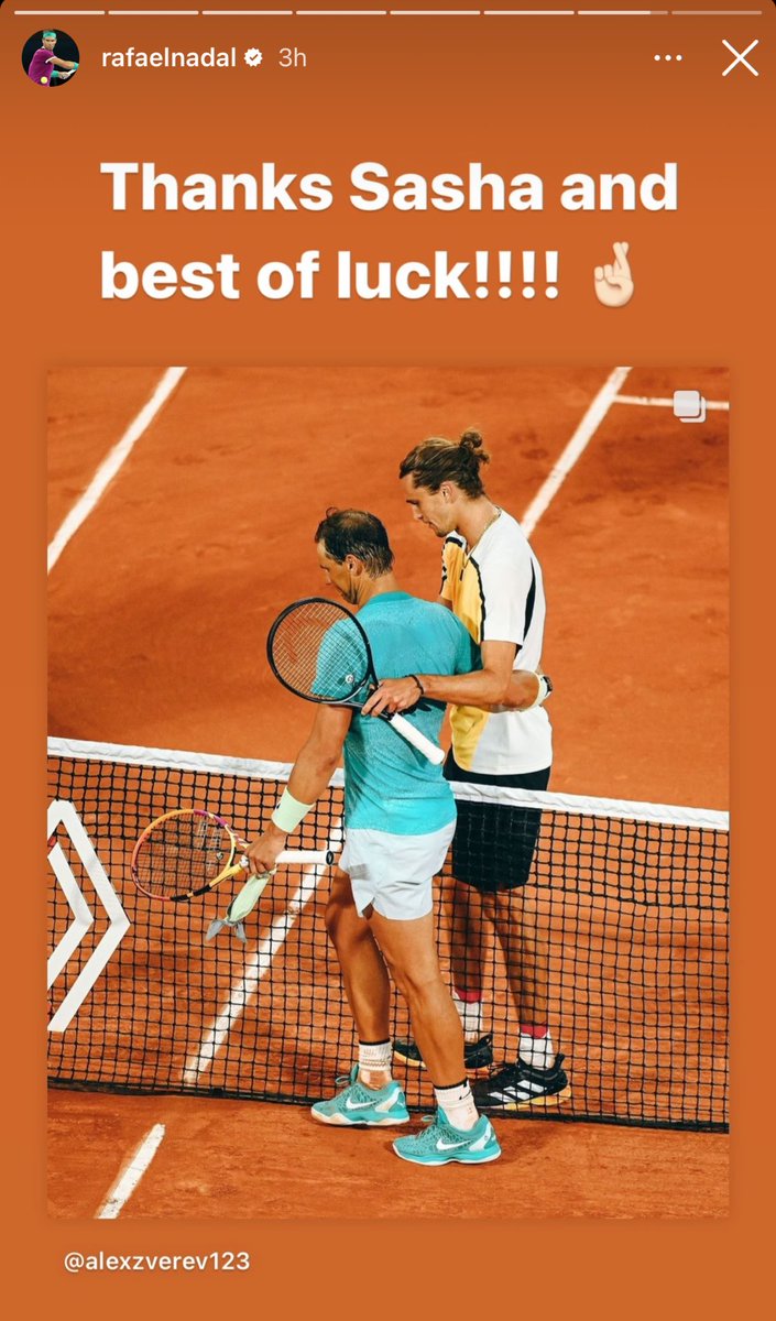 Alexander Zverev is Fairplay...

That's why he is loved and admired by all big three 🥹

Rafa wished Zverev Good luck after the match 🤗

And now haters can cry 🤗

#TeamSascha ❤️