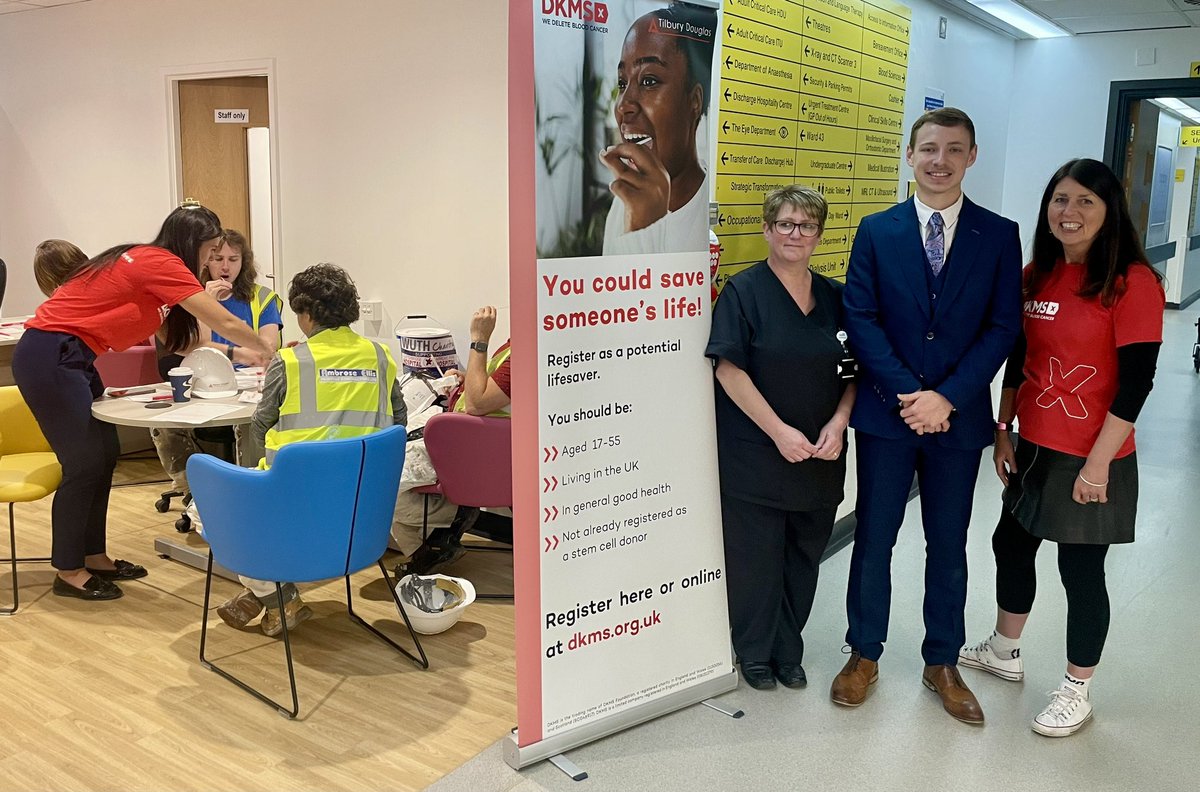 Elaine Lewis, a nurse at Arrowe Park Hospital, eagerly volunteering to be swabbed. Her 20-year-old son, who battled Hodgkin Lymphoma, was fortunate to find a life saving donor.

Join us to help #FightBloodCancer @WUTHnhs 🏥👷

#TilburyDouglas #Construction #DKMS