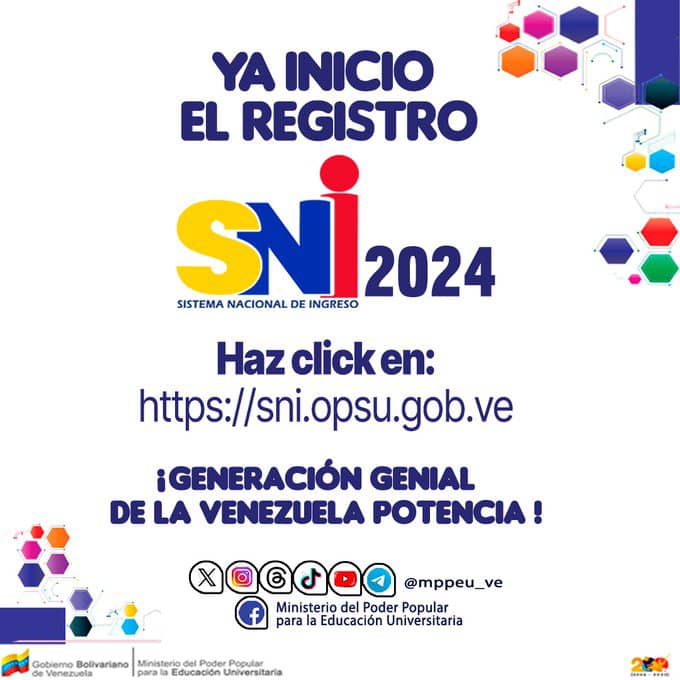 luiser2020's tweet image. Atención 📢 El Sistema Nacional de Ingreso Universitario 2024 está abierto,  registrate en sni.opsu.gob.ve y estudia la carrera universitaria de tu vocación en la Universidad Bolivariana de Venezuela (UBV- Aragua).