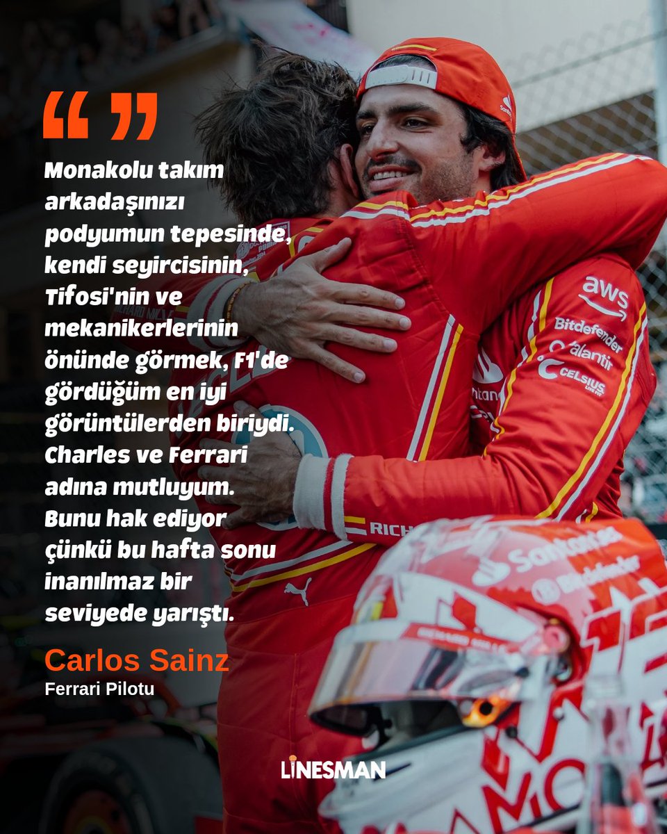 🤩 Ferrari'de kolej havası... Carlos Sainz, Charles Leclerc'in galibiyeti sonrası pozitif açıklamalarda bulundu. #F1 • #ScuderiaFerrari