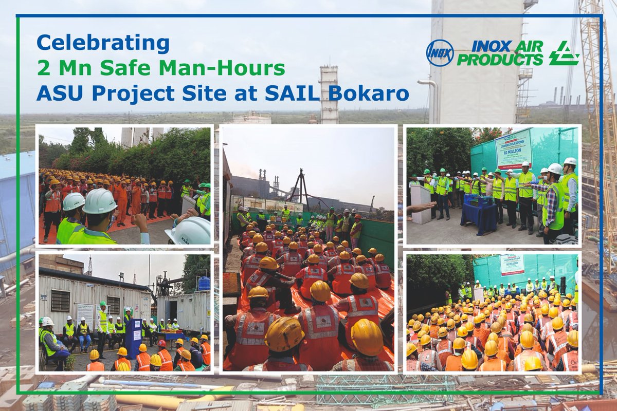 We are extremely delighted to have reached an incredible milestone of completing 2 million Safe Man-hours of project work at our upcoming Air Separation Unit at @SAILsteel Bokaro. Kudos to our dedicated team for their unwavering commitment to #safety and setting an inspiring