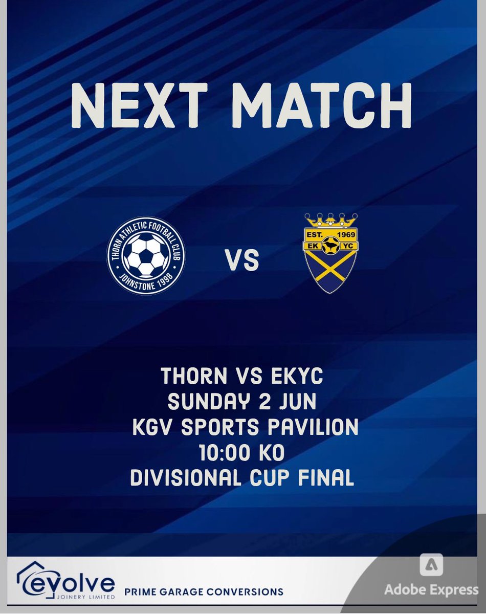 𝗗𝗜𝗩𝗜𝗦𝗜𝗢𝗡𝗔𝗟 𝗖𝗨𝗣 𝗙𝗜𝗡𝗔𝗟 𝗪𝗘𝗘𝗞𝗘𝗡𝗗🏆

It’s the first of 2 cup finals for the lads as we gear up to take on a good side in EKYC this Sunday, a shot at silverware for the boys in which hoping to take and come out on top with the trophy💙