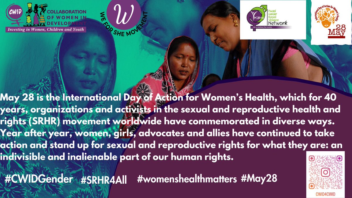 #May28 is the International Day of Action for Women’s Health, which for 40 years, organizations and activists in the sexual and reproductive health and rights (SRHR) movement worldwide have commemorated in diverse ways. #CWIDGender #SRHR4All #WomensHealthMatters @BetSharon