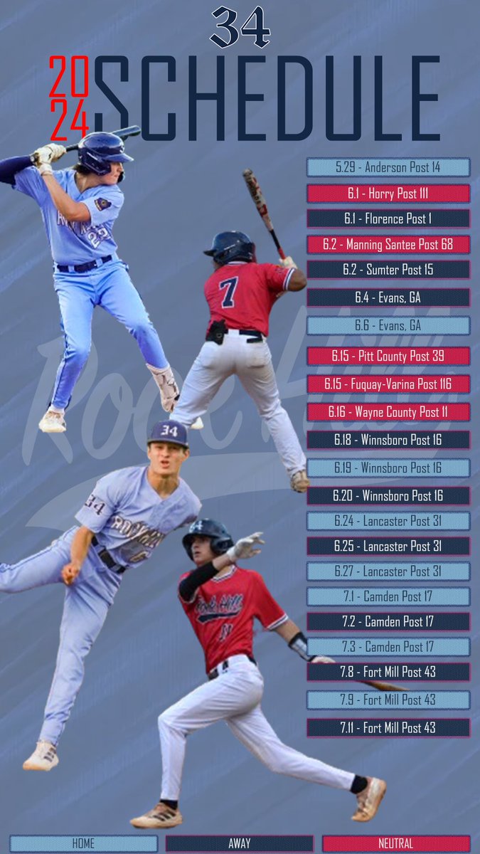 Here it is, your 2024 Rock Hill Post 34 Schedule!