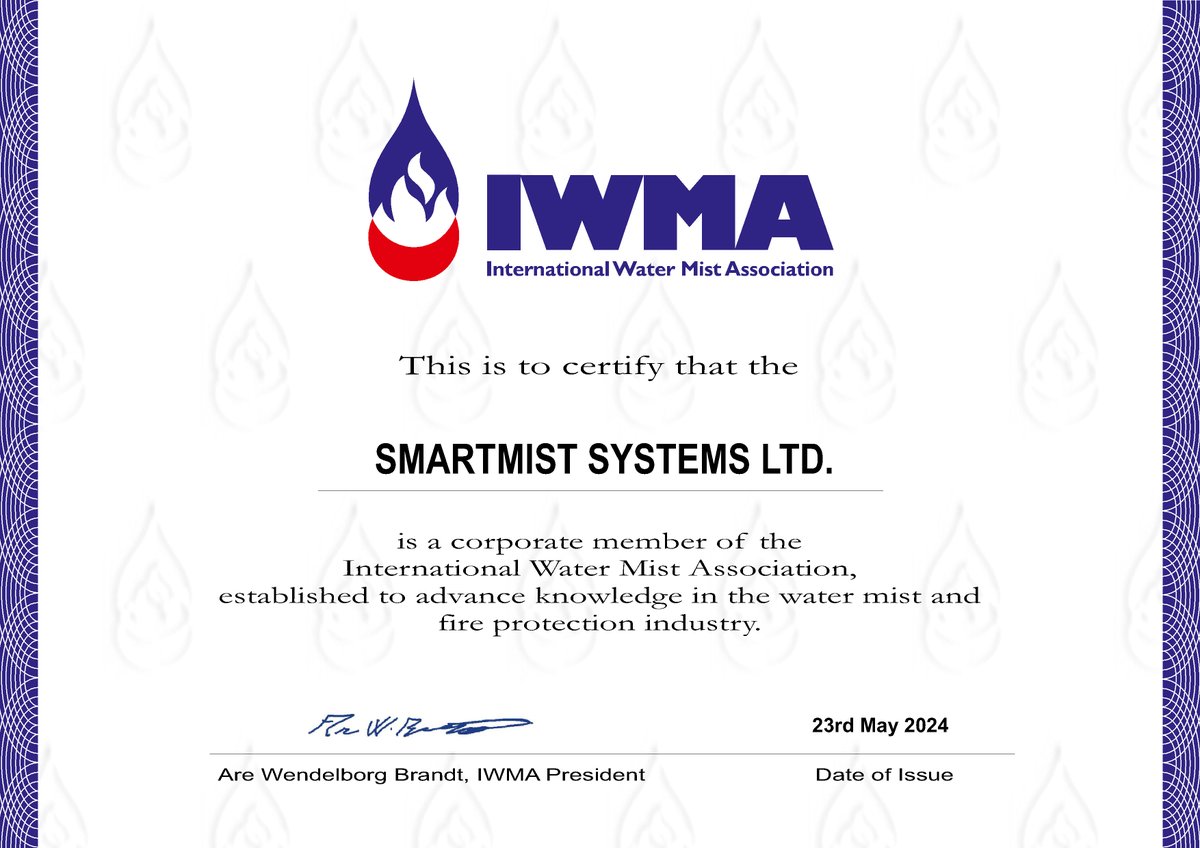 The International #Watermist Association would like to announce that Smartmist Systems Ltd. from the UK have joined as a new member! Welcome to the #IWMA family! #firesafety #fireengineering #fireprotection #greentechnology #savelives