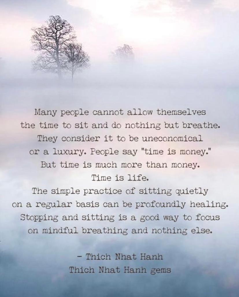 Taking “time” to sit in meditation is an investment in yourself and your own life. Time is life. #MindfulnessMoment #ThichNhatHanh #Time
