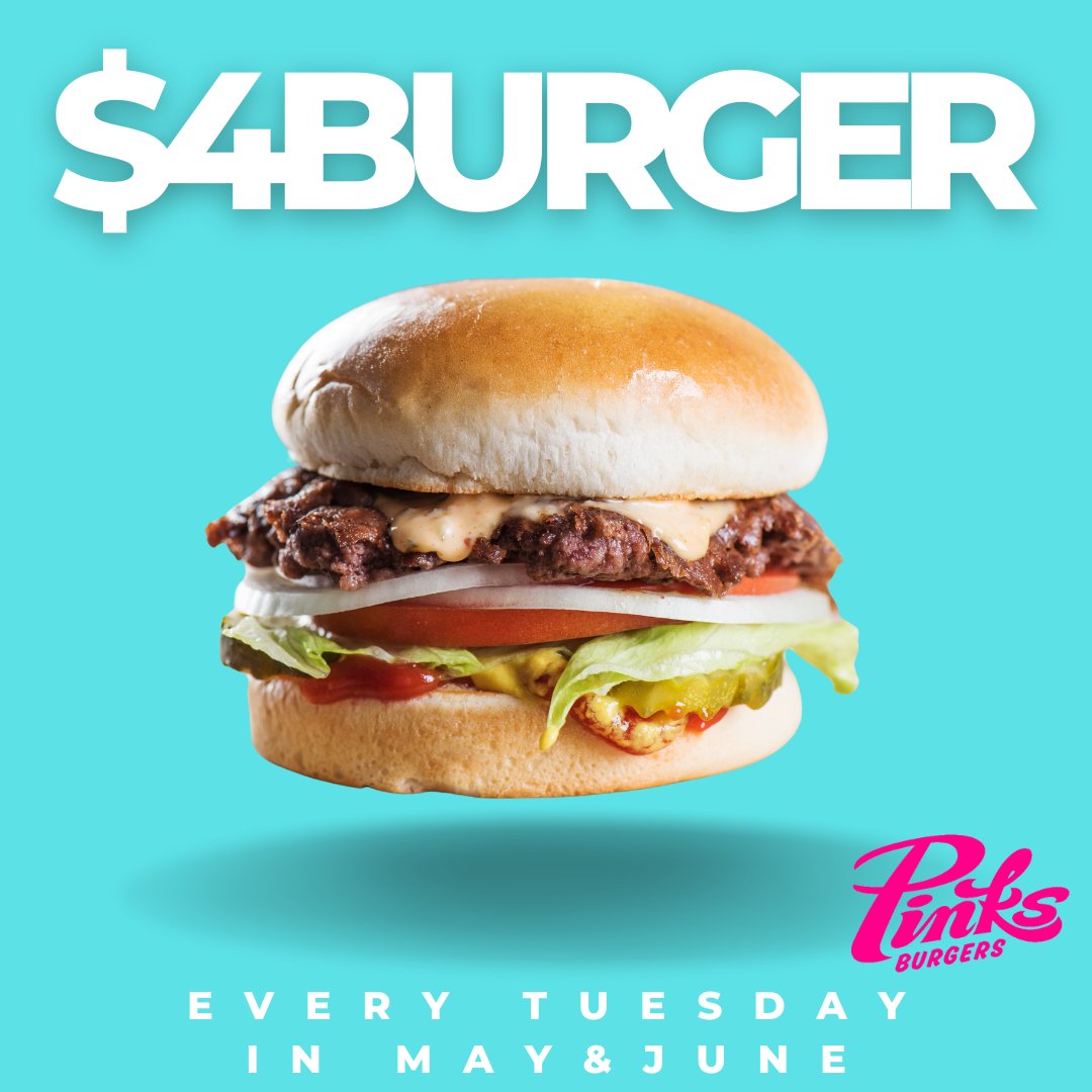 Today and EVERY TUESDAY in MAY and JUNE!!! #Hamilton #Burgers #PinksBurgers