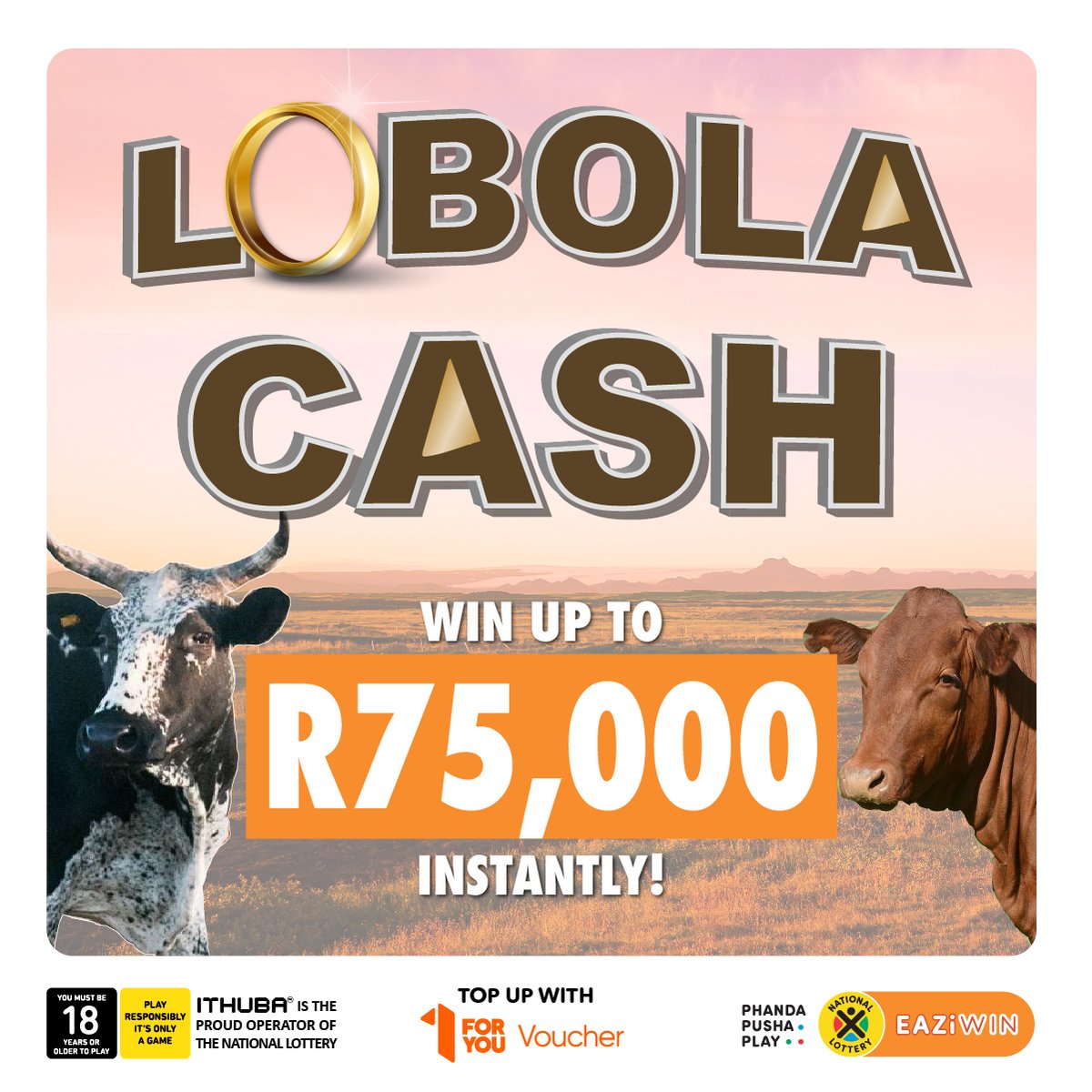 Say 'I do' to #EAZiWIN’s #LOBOLACASH and you could WIN up to R75,000 instantly!! Play NOW on nationallottery.co.za or the Mobile App!
