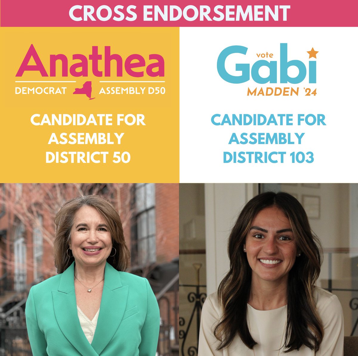 I am excited to cross-endorse Gabi Madden, and would be honored to work with her in the Assembly to bring the priorities of working people to the forefront. We need real champions who will show up and do the work, and I know she and I will deliver for our communities and New York