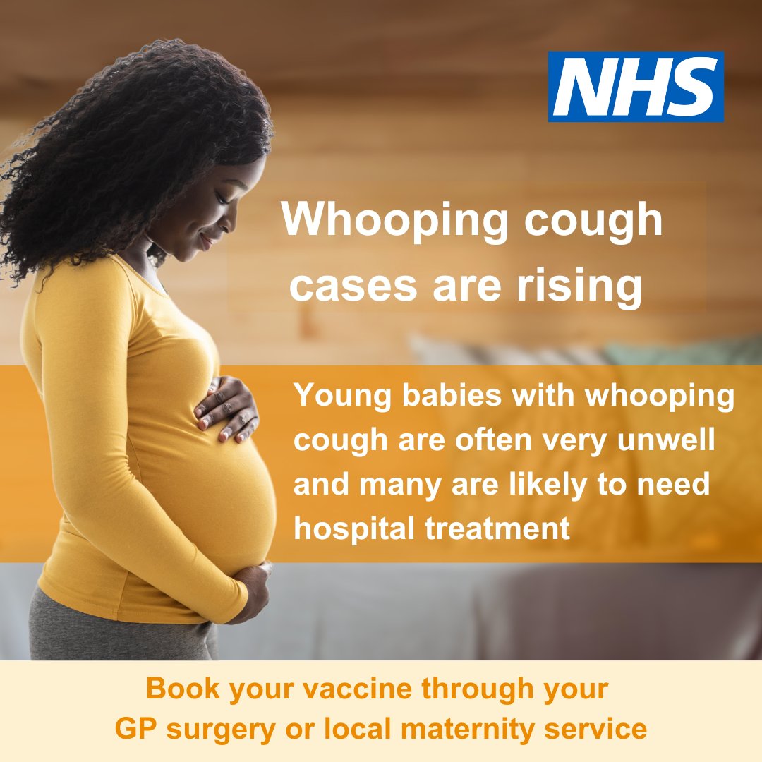 If you're pregnant, help protect your baby from whooping cough by getting vaccinated – ideally from 16 - 32 weeks pregnant. 

Immunity from the vaccine passes to your baby protecting them until they are old enough to be vaccinated at 8 weeks old.

nhs.uk/pregnancy/keep…