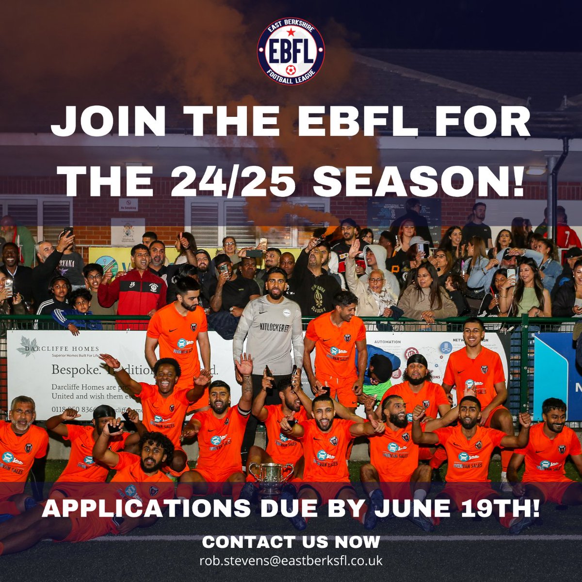 Are you looking to start a new team? Are you looking for a new football league? ⚽️ Join us for the 2024/25 season! 👇🏻 - 3 match officials at every Premier Division game - Showcase matches at some of the best stadiums around - Enter multiple auxiliary cup competitions #EBFL