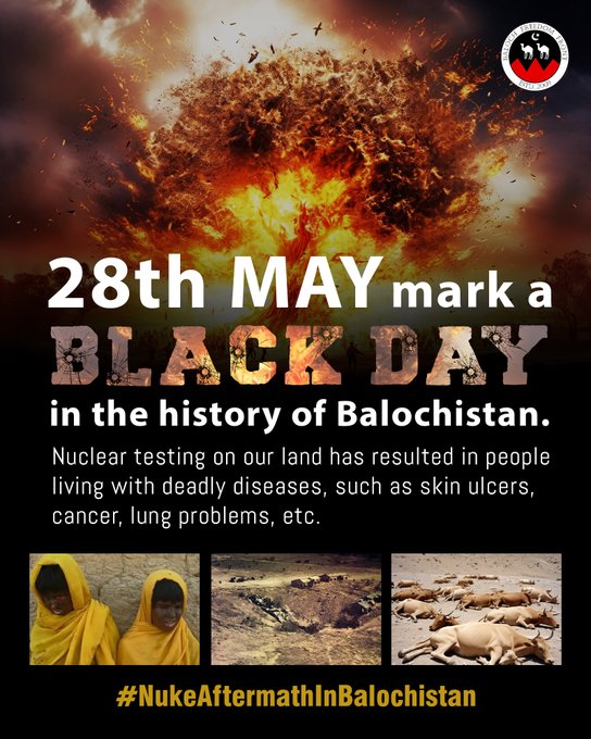 Pakistan is a terrorist and an anti-human country that has used the land of Baloch for its nuclear tests
 From humans to animals, their defunct atomic bomb has engulfed them.
#BalochistanIsNotPakistan
#NukeAftermathInBalochistan