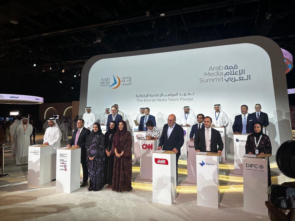 Today our CEO for Edelman Middle East, Omar Qirem, signed the #EmiratiMediaPledge at the #ArabMediaForum. The pledge aims to support Emiratis with internships, employment opportunities and mentoring at international firms like <a href="/EdelmanME/">Edelman Middle East</a>.