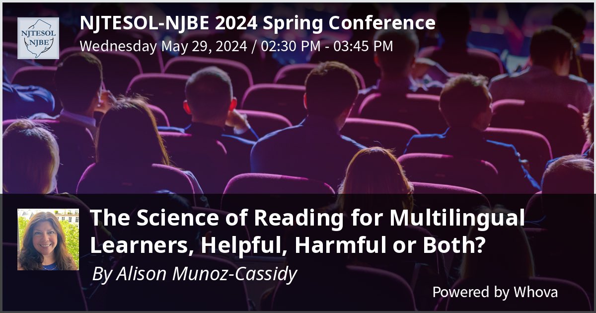 I am speaking at NJTESOL-NJBE 2024 Spring Conference. Please check out my talk if you're attending the event! #njtesolbe24 - via #Whova event app
