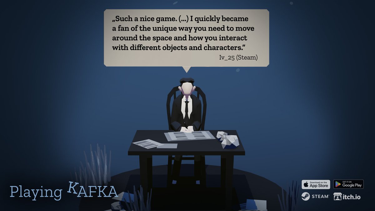 We always read player feedback - and like to, especially, when its so very positive as with Playing Kafka (now a WEEK OLD). Like this one. Thank you, Iv_25! 💌 Leave your review too, as we are eager to hear your thoughts. ➡️ charlesgames.net/playing-kafka-… #indiegame #kafka