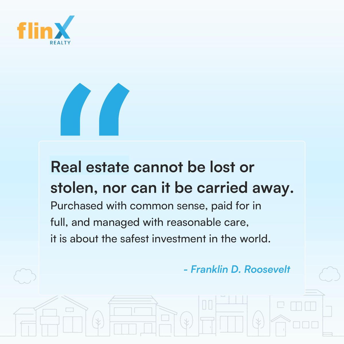 Looking for an investment that guarantees peace of mind with zero risk? Real estate is the answer. Send us a DM to start living stress-free while your money works for you. #safeinvestment #flinxrealty