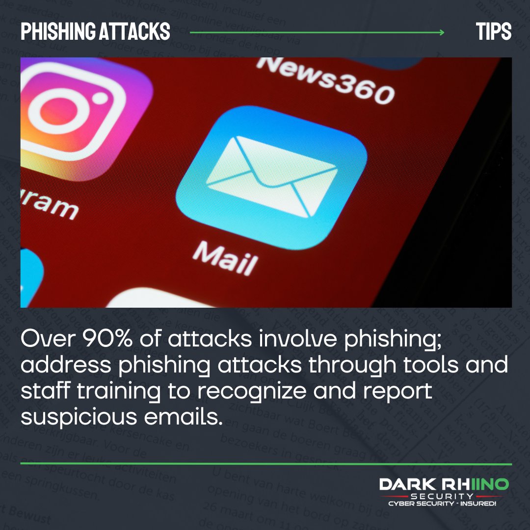Shield against phishing attacks with tools and training – the frontline of cyber defense. 

#PhishingAwareness #CyberEducation #Cybersecurity #CISO #Infosec #DarkRhiinoSecurity