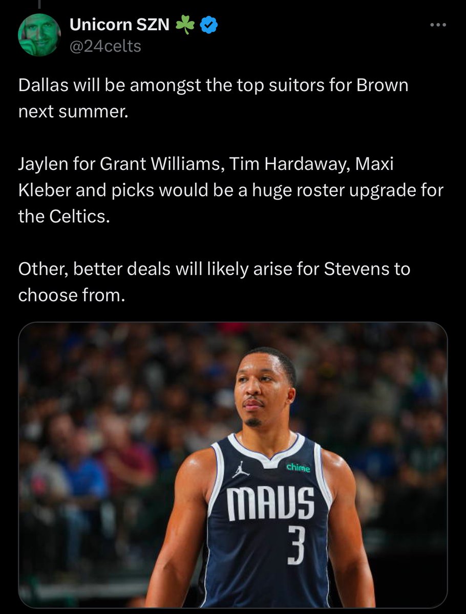 Never forget when you wanted to trade Jaylen for Grant Williams and Maxi Kleber
