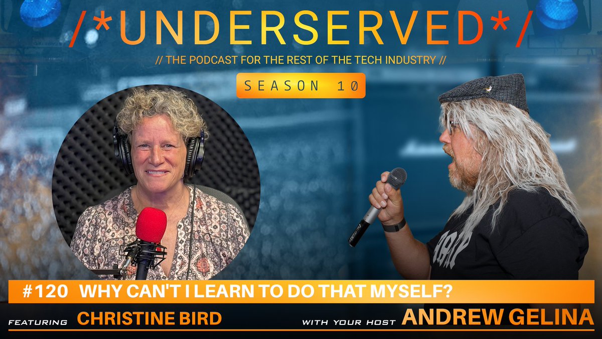 Season 10 out now! Christine Bird is featured in Episode #120 of Underserved. Listen right now at sites.libsyn.com/199025/ep-120-… - no podcast client needed! Also available on Apple Podcasts, Google Play, and Spotify!