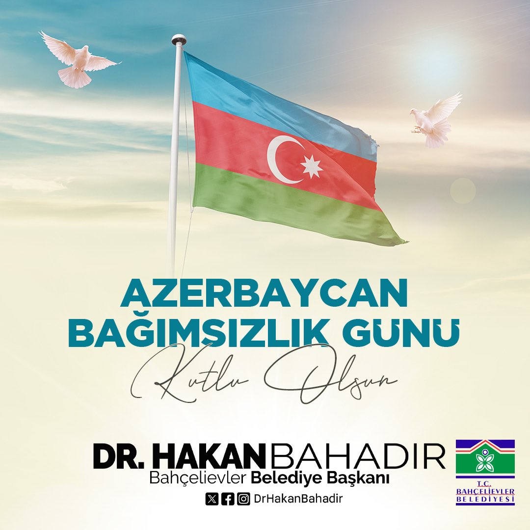 'Dinimiz bir, dilimiz bir,  Ayımız bir, ilimiz bir,  Eşqimiz bir, yolumuz bir  Azərbaycan -Türkiyə.' Azerbaycan'ın kuruluşunun 105. yıl dönümü kutlu olsun. Var ol Azərbaycan 🇹🇷❤🇦🇿