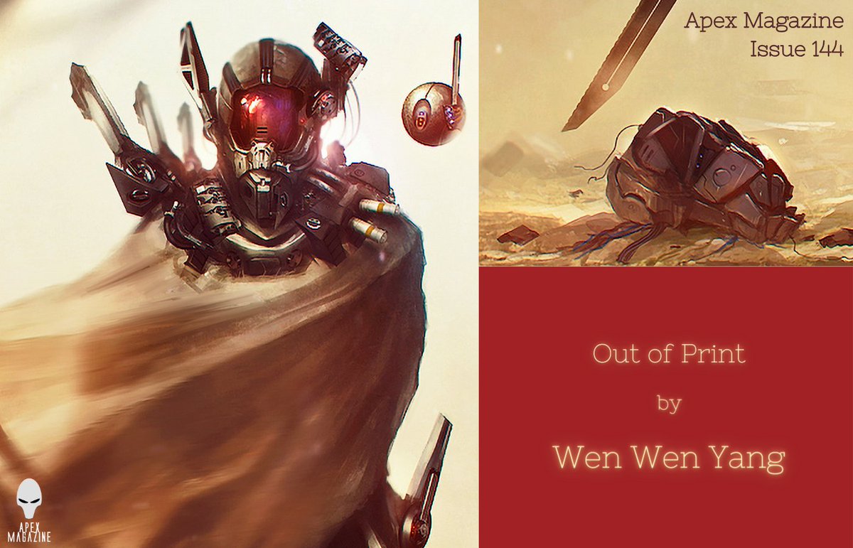 ✨ICYMI✨ "Out of Print" by <a href="/muteddragon/">Wen Wen</a>

"When the last copy of Little Jasmine at the publisher’s warehouse was pulped, the color bled out from our world."

apex-magazine.com/short-fiction/…