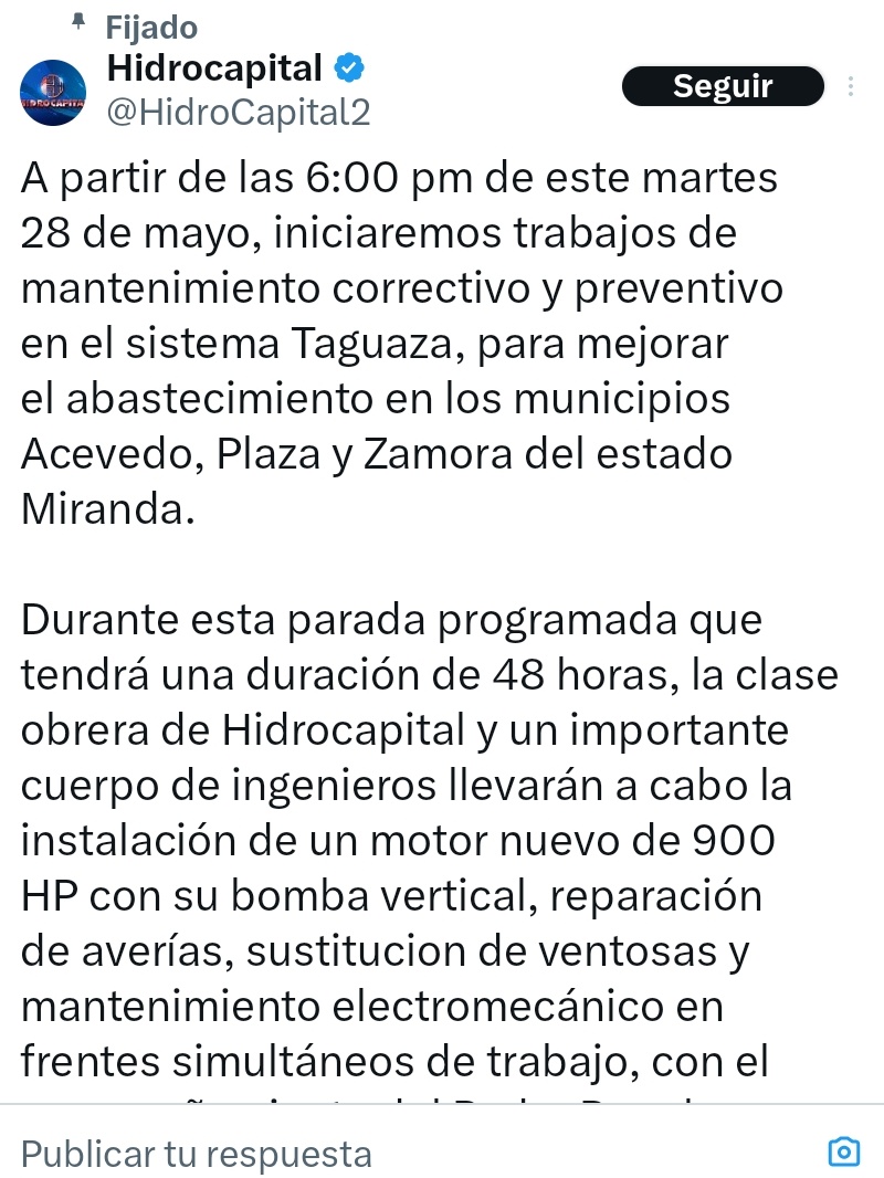 Insolito! Miranda #SinAgua por meses enteros y la estatal Hidrocapital anuncia que parará el servicio por 48 horas debido a labores de mantenimiento ¿Cuál servicio señores?