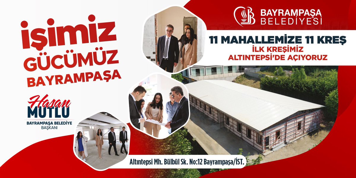 Size bir müjdemiz var! 🥰 Çocuklarınızın güvenle oynayıp öğrenebileceği, uzman kadrosu ve güvenli ortamıyla hizmet verecek olan Bayrampaşa’nın ilk kreşini açıyoruz! 📍Altıntepsi Mahallesi Bülbül Sokak No.12