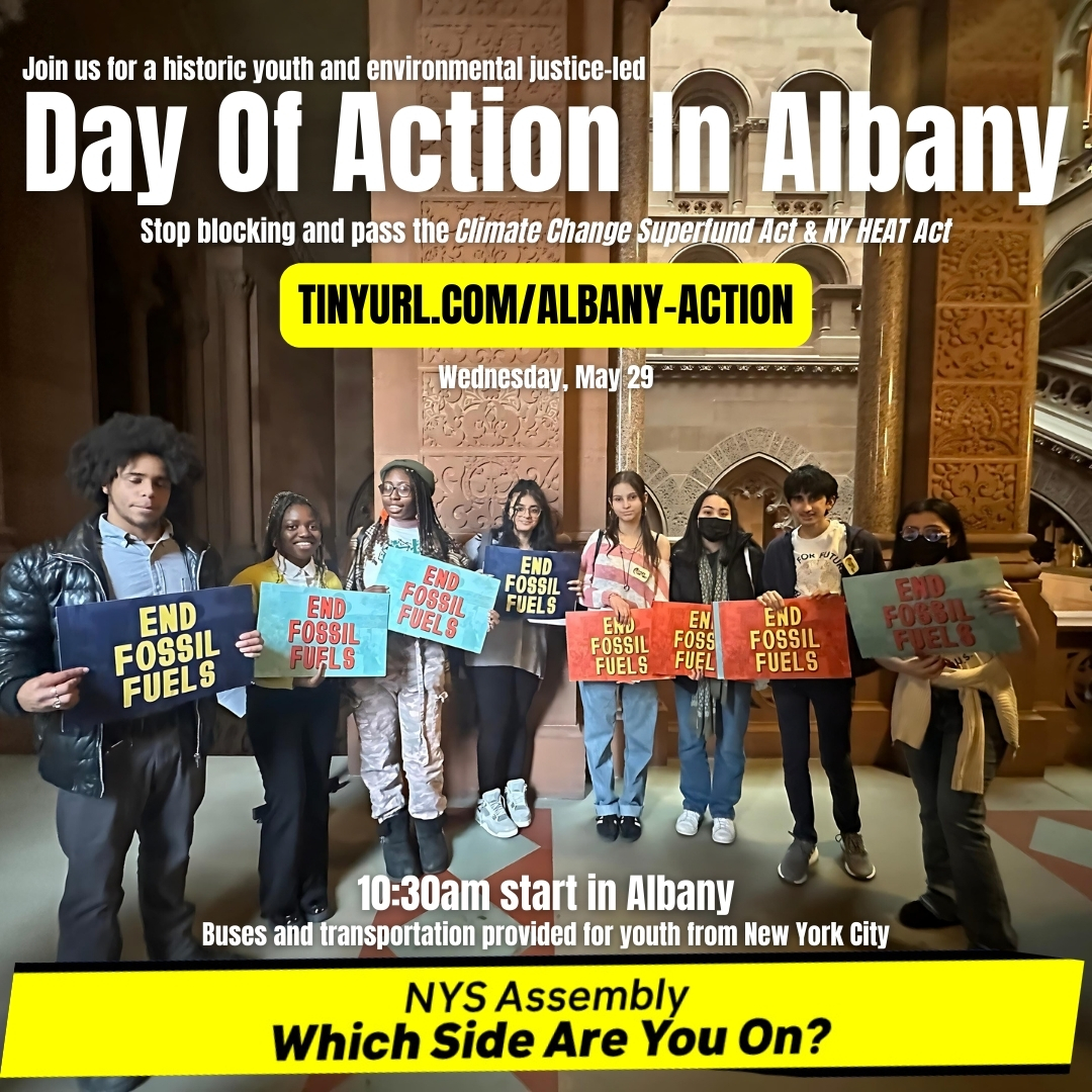 We need #RenewableHeatNow and to #MakePollutersPay – join @NYPIRG and our coalition partners for a Climate Day of Action on 5/29 in Albany! Tell NYS Assembly Speaker @CarlHeastie to call a vote on the #NYHEAT Act and the #ClimateChange Superfund Act. RSVP: actionnetwork.org/events/climate…