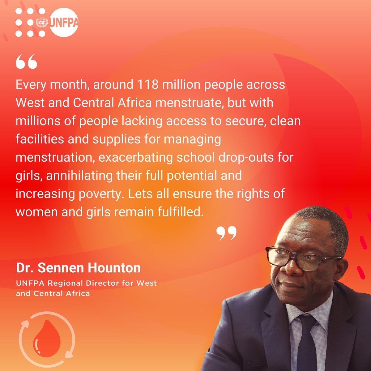 💮 💮 What if you got your period, but had no menstrual products? ↪️ Everyone should manage their menstrual health safely and with dignity.😓 See the message of our regional Director on this #MenstrualHygieneDay. #PeriodFriendlyWorld