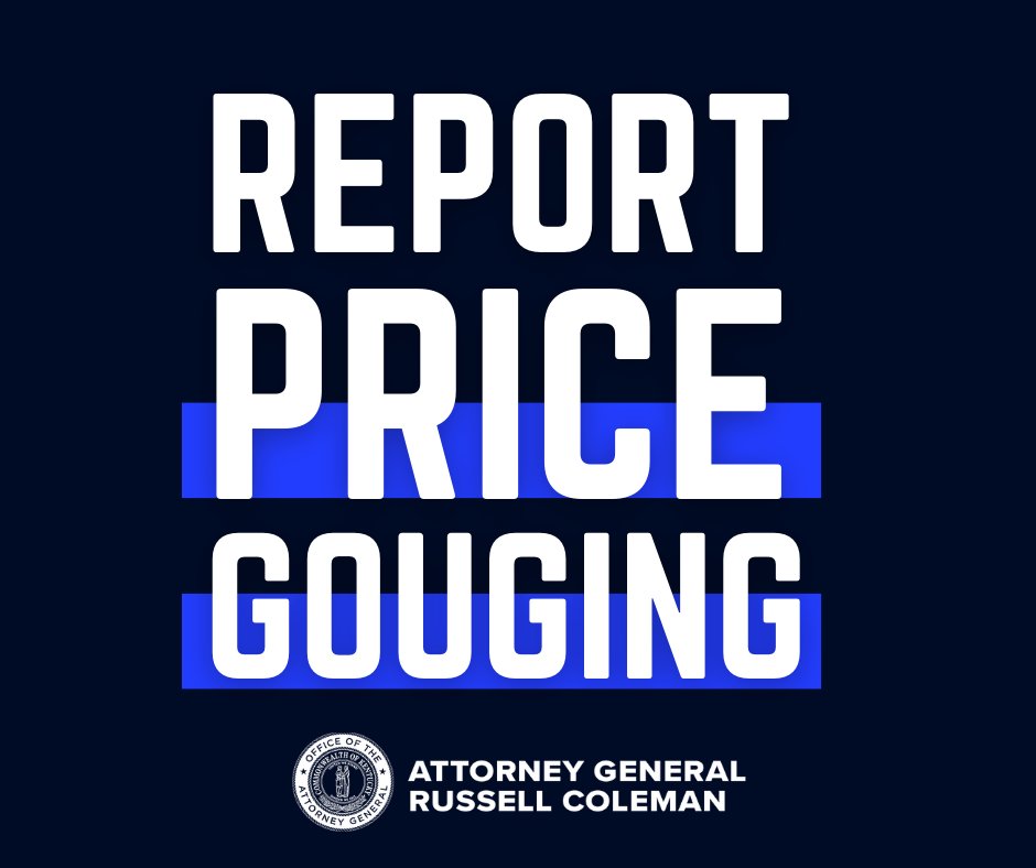 As communities across Kentucky continue to recover from this weekend's storms, be on the lookout for scams and fraud.  

Report instances of price gouging to our office: secure.kentucky.gov/formservices/A…