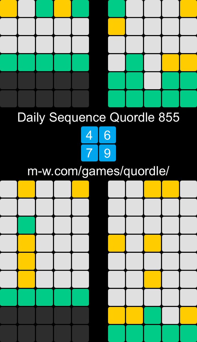 #DailySequenceQuordle 855
4️⃣6️⃣
7️⃣9️⃣
m-w.com/games/quordle/