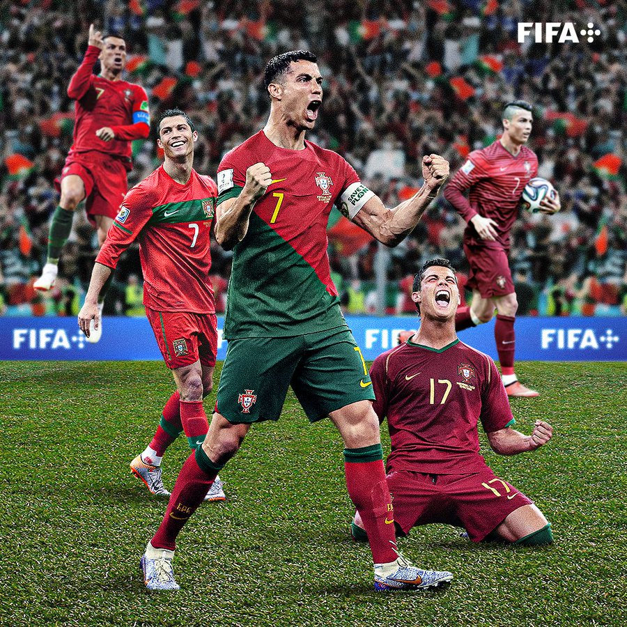 🇵🇹 <a href="/Cristiano/">Cristiano Ronaldo</a>, el primer jugador de la historia en...

✔️ Marcar en 5 ediciones de la #CopaMundialFIFA.
✔️ Ser máximo goleador en 4 ligas diferentes. 🏴󠁧󠁢󠁥󠁮󠁧󠁿🇪🇸🇮🇹🇸🇦