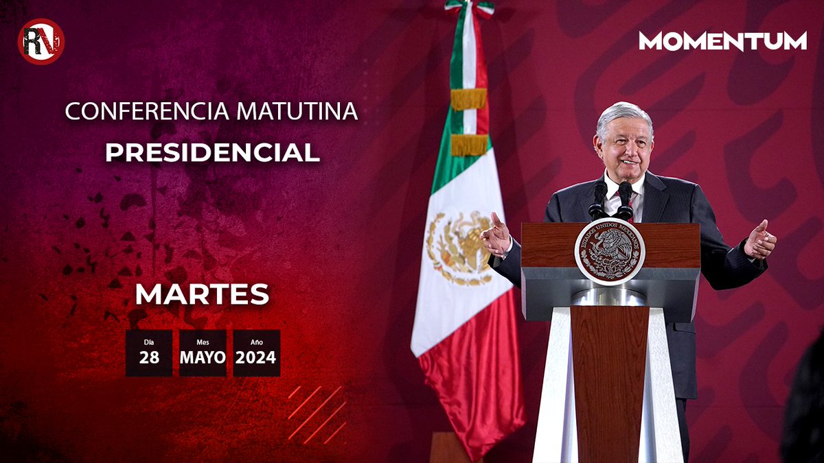 2️⃣ 8️⃣ / mayo /2️⃣ 4️⃣ 📢Arrancamos con la conferencia matutina del presidente @lopezobrador_ 🚩Más adelante iniciamos con el noticiario matutino #Momentum, de la alianza entre @PdPagina y #RompevientoTV. ¡Conéctate! 👇 youtube.com/live/wE5vUDiKX…