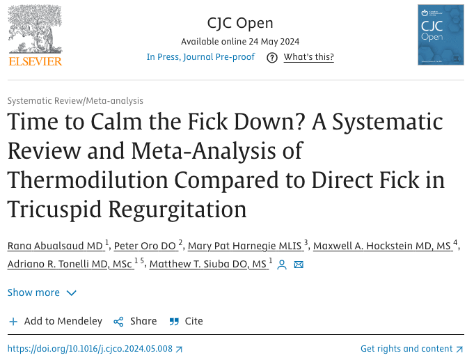 msiuba's tweet photo. What are we supposed to do with thermodilution in setting of mod-severe TR?

We sought to answer this at @CJCJournals 

Compliments to @MaxHockstein for the title

Results in 🧵 https://t.co/FKJh0tteb5
