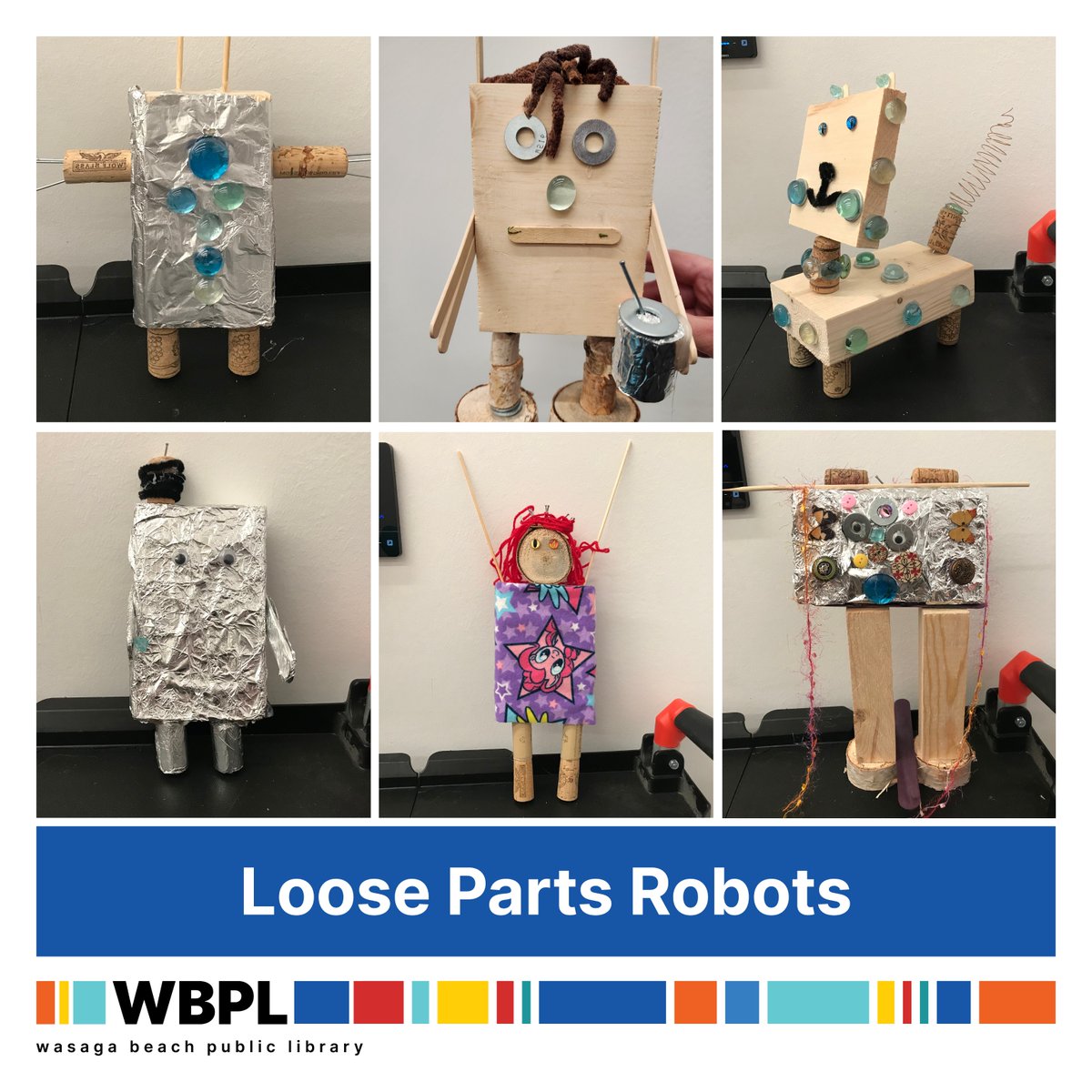 Check out the amazing creations from our Loose Parts Robots program last week. 🤖✨ Our young inventors used their creativity to build unique robots with all sorts of materials. Such awesome work! #FindItHere #CreativeKids #WasagaBeach