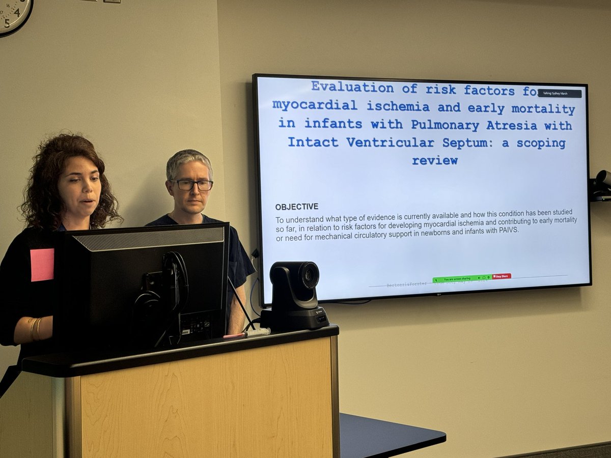 Our current and future CCCU 🫀 fellows Gareth and @Verozzi presenting their project “ Evaluation of risk factors for myocardial ischemia and early mortality in infants with Pulmonary Atresia
with Intact Ventricular Septum: a scoping review”